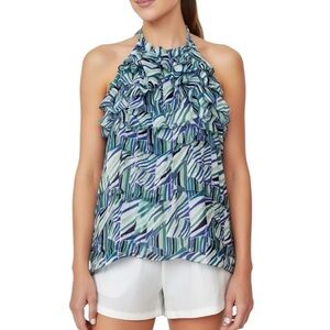 BANANA REPUBLIC Geo Print Ruffle Front Halter Top